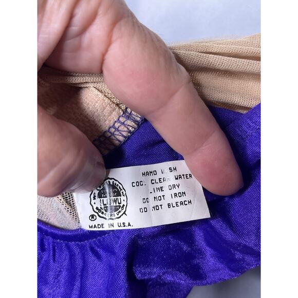 One Piece Swimsuit Size 18 Purple Floral Sarong Sash Union Made USA Deadstock - Picture 11 of 12